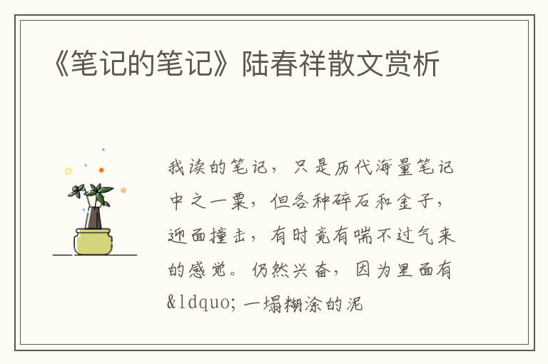  《笔记的笔记》陆春祥散文赏析