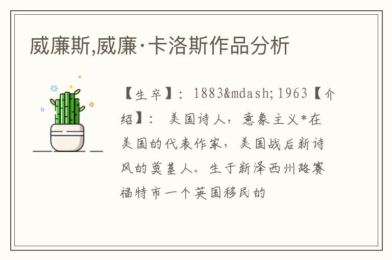  威廉斯,威廉·卡洛斯作品分析