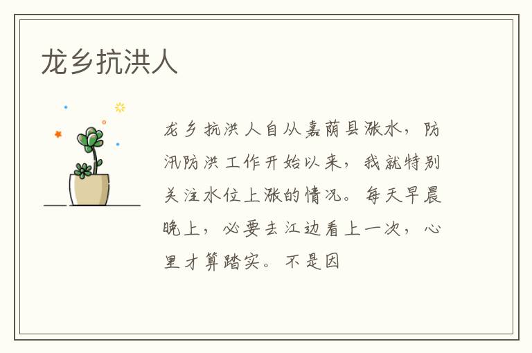  龙乡抗洪人
