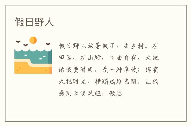  假日野人