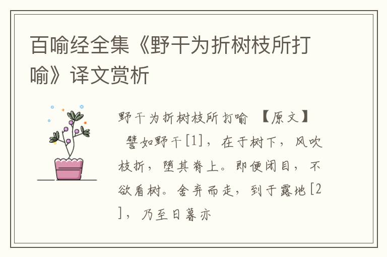  百喻经全集《野干为折树枝所打喻》译文赏析