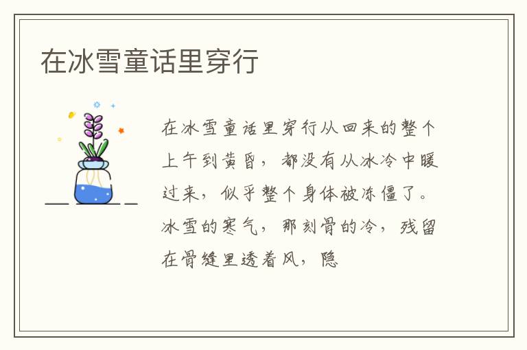  在冰雪童话里穿行