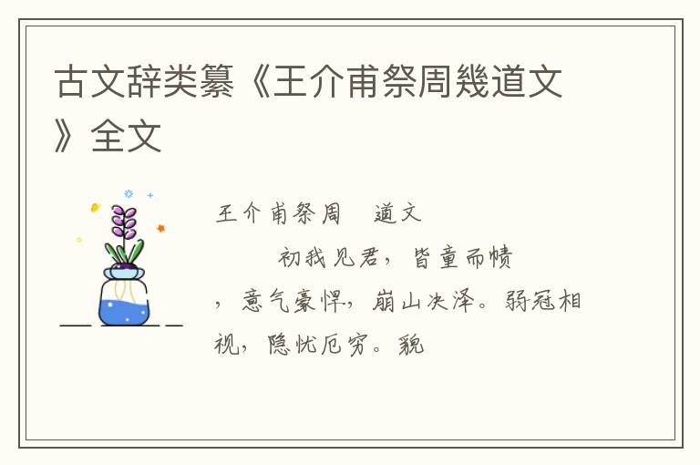  古文辞类纂《王介甫祭周幾道文》全文