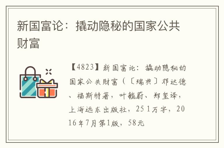  新国富论：撬动隐秘的国家公共财富