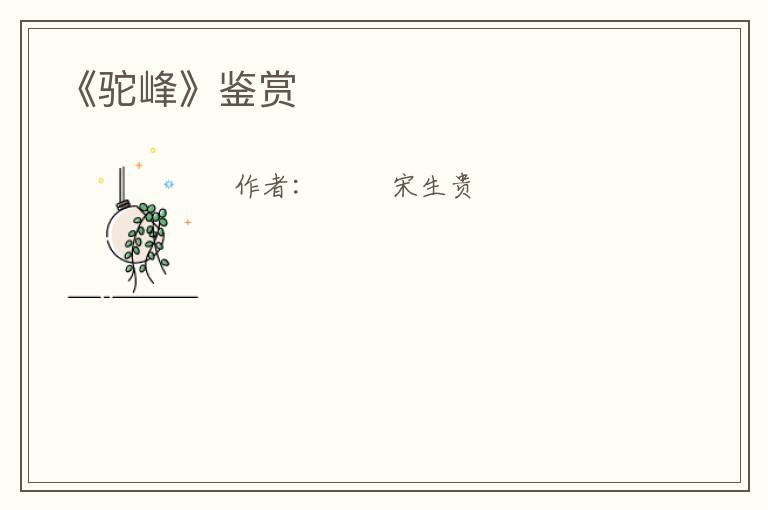  《驼峰》鉴赏