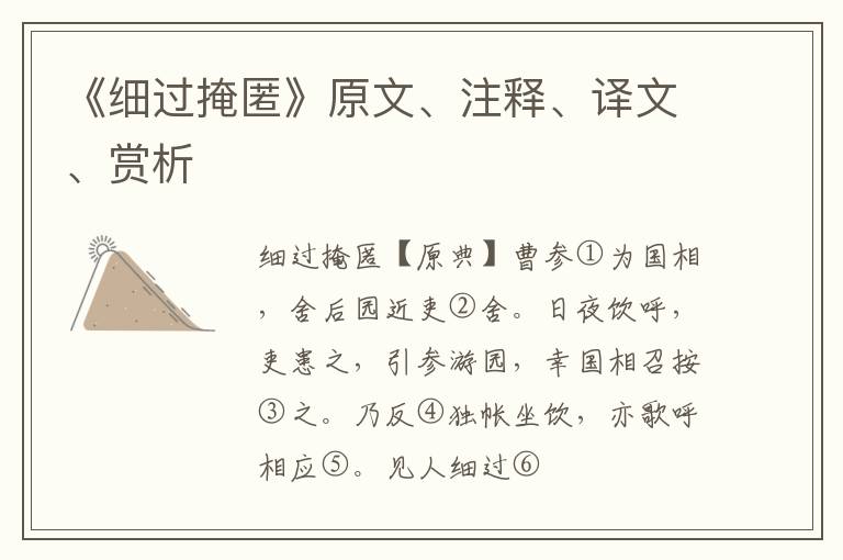  《细过掩匿》原文、注释、译文、赏析