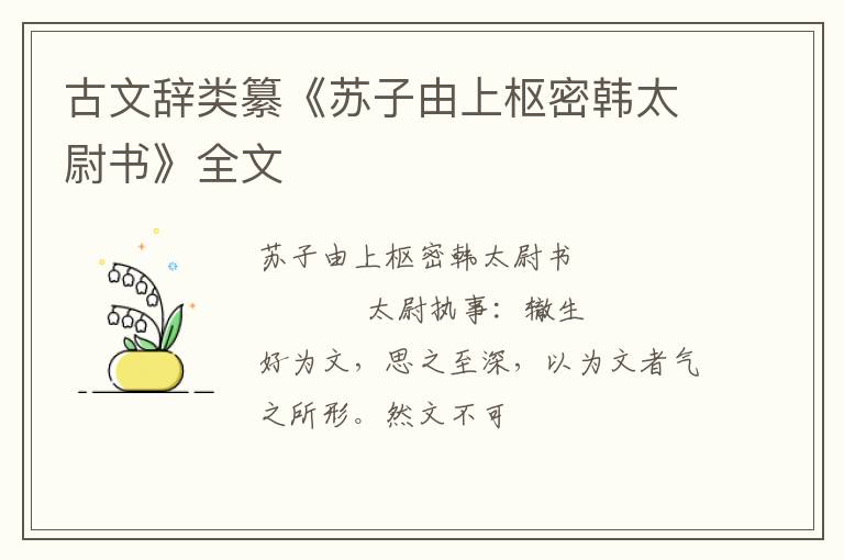  古文辞类纂《苏子由上枢密韩太尉书》全文