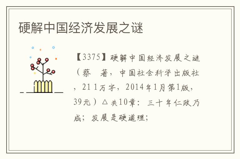  硬解中国经济发展之谜