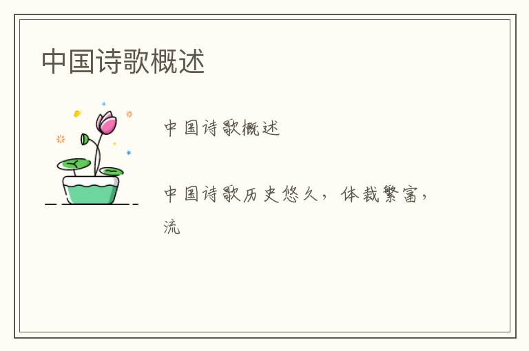  中国诗歌概述