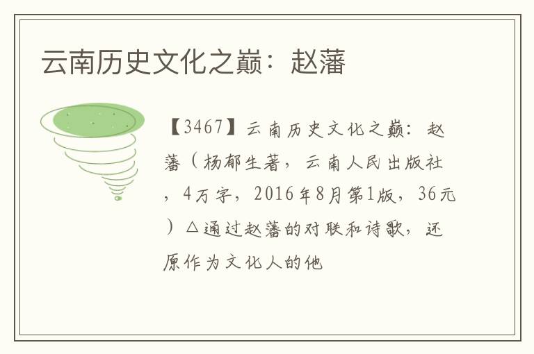  云南历史文化之巅：赵藩
