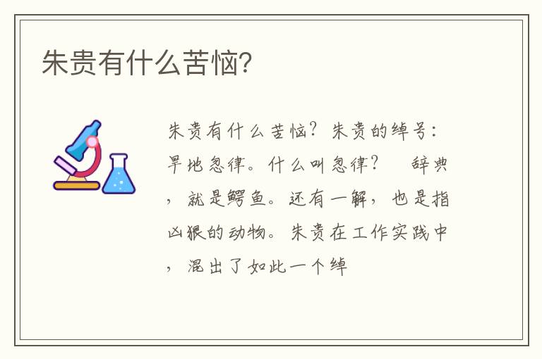  朱贵有什么苦恼？
