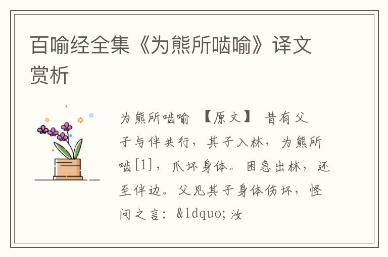  百喻经全集《为熊所啮喻》译文赏析