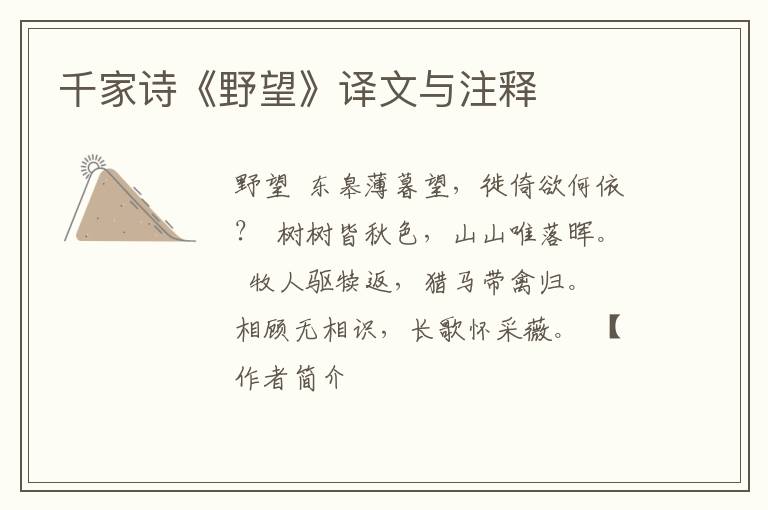  千家诗《野望》译文与注释