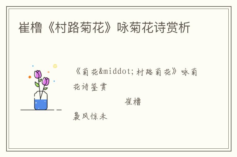  崔橹《村路菊花》咏菊花诗赏析