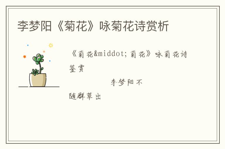  李梦阳《菊花》咏菊花诗赏析