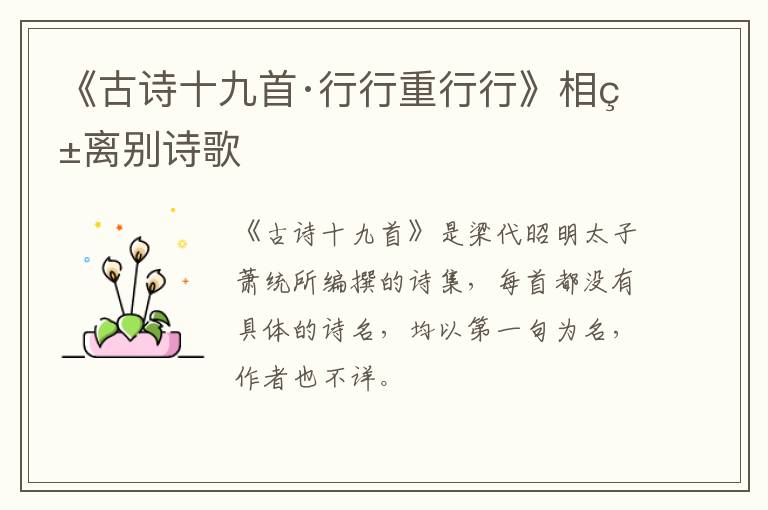  《古诗十九首·行行重行行》相爱离别诗歌