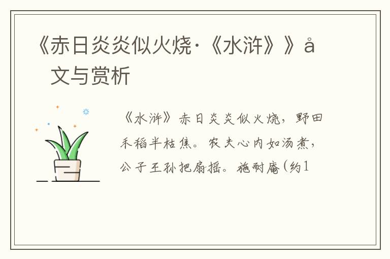  《赤日炎炎似火烧·《水浒》》原文与赏析