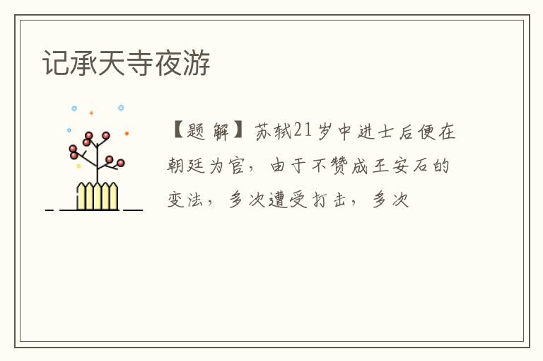  记承天寺夜游
