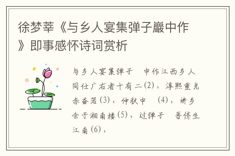  徐梦莘《与乡人宴集弹子巖中作》即事感怀诗词赏析