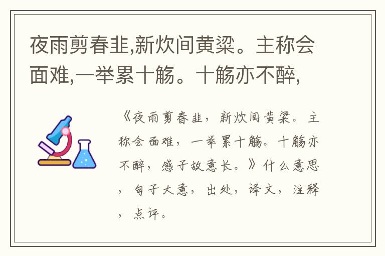  夜雨剪春韭,新炊间黄粱。主称会面难,一举累十觞。十觞亦不醉,感子故意长。|什么意思|