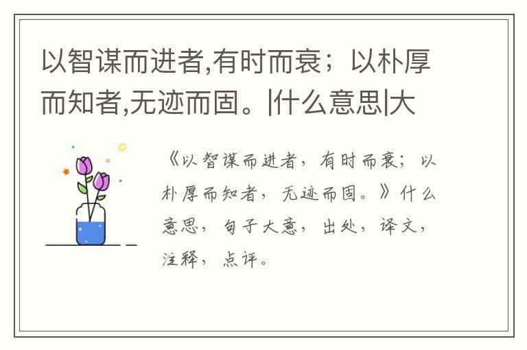  以智谋而进者,有时而衰；以朴厚而知者,无迹而固。|什么意思|大意|注释|出处|译文