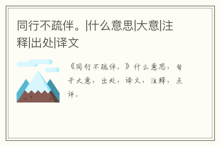  同行不疏伴。|什么意思|大意|注释|出处|译文