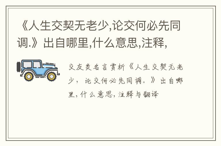  《人生交契无老少,论交何必先同调.》出自哪里,什么意思,注释,句意,翻译