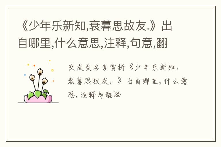  《少年乐新知,衰暮思故友.》出自哪里,什么意思,注释,句意,翻译