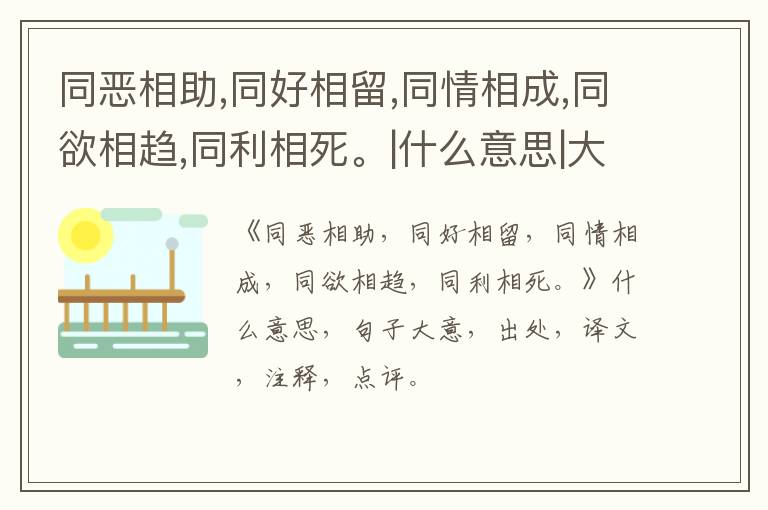  同恶相助,同好相留,同情相成,同欲相趋,同利相死。|什么意思|大意|注释|出处|译文