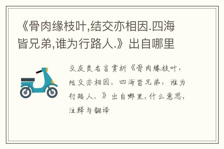  《骨肉缘枝叶,结交亦相因.四海皆兄弟,谁为行路人.》出自哪里,什么意思,注释,句意,翻译