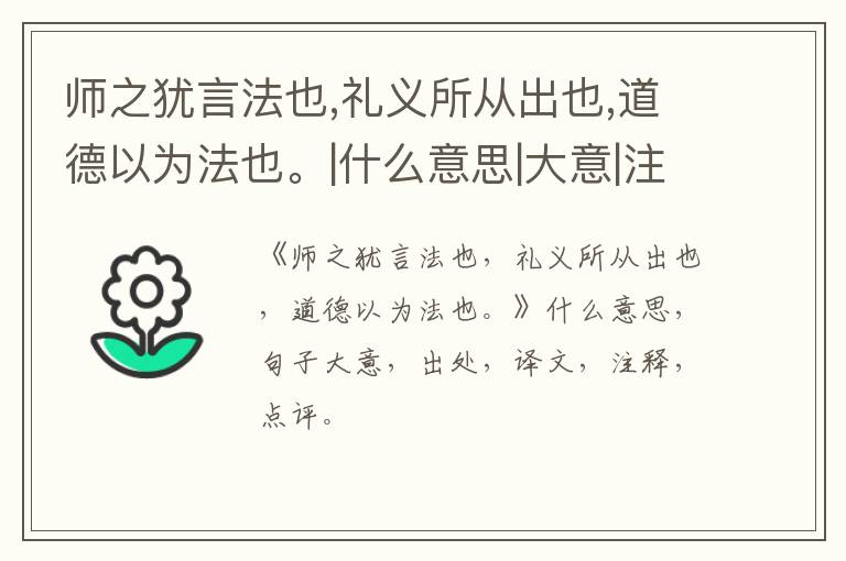  师之犹言法也,礼义所从出也,道德以为法也。|什么意思|大意|注释|出处|译文