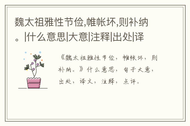  魏太祖雅性节俭,帷帐坏,则补纳。|什么意思|大意|注释|出处|译文