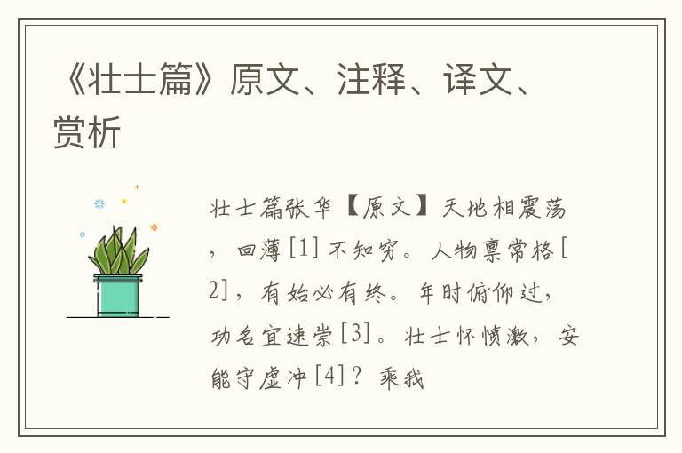  《壮士篇》原文、注释、译文、赏析