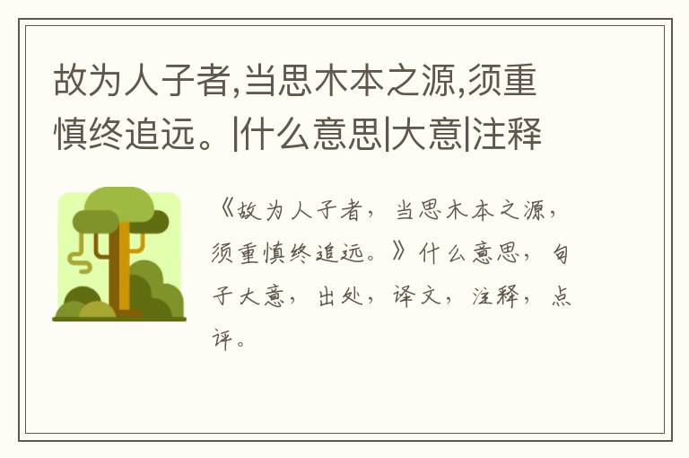  故为人子者,当思木本之源,须重慎终追远。|什么意思|大意|注释|出处|译文