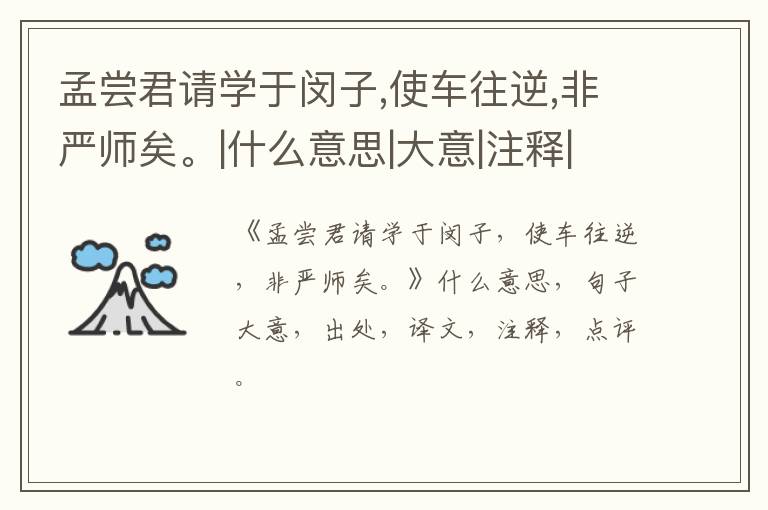  孟尝君请学于闵子,使车往逆,非严师矣。|什么意思|大意|注释|出处|译文