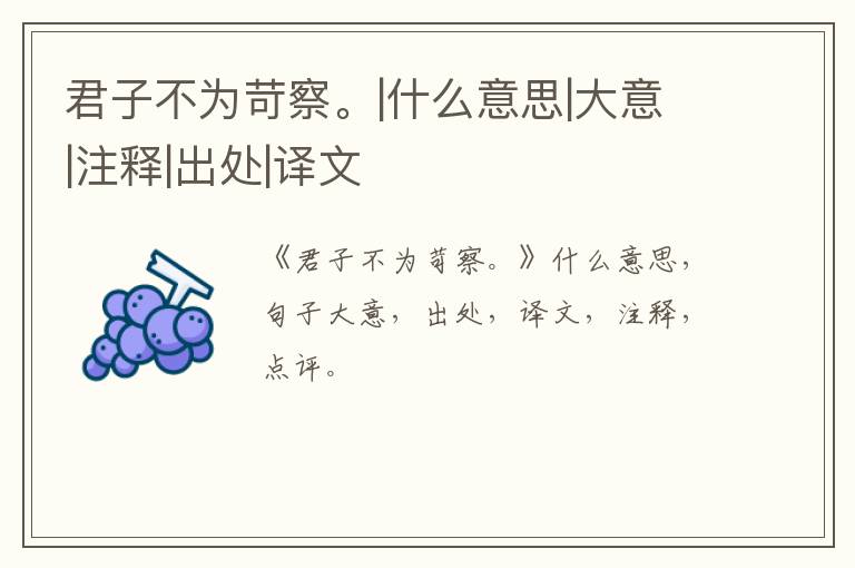  君子不为苛察。|什么意思|大意|注释|出处|译文