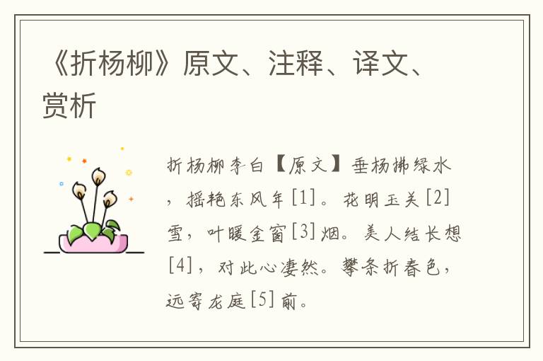  《折杨柳》原文、注释、译文、赏析