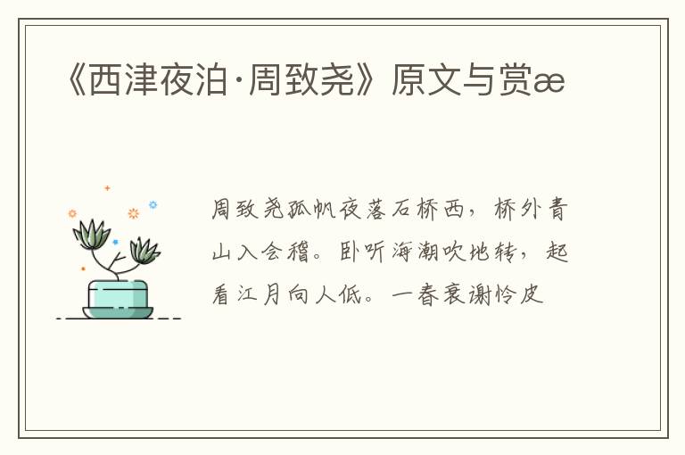  《西津夜泊·周致尧》原文与赏析
