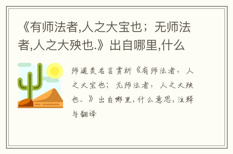  《有师法者,人之大宝也；无师法者,人之大殃也.》出自哪里,什么意思,注释,句意,翻译