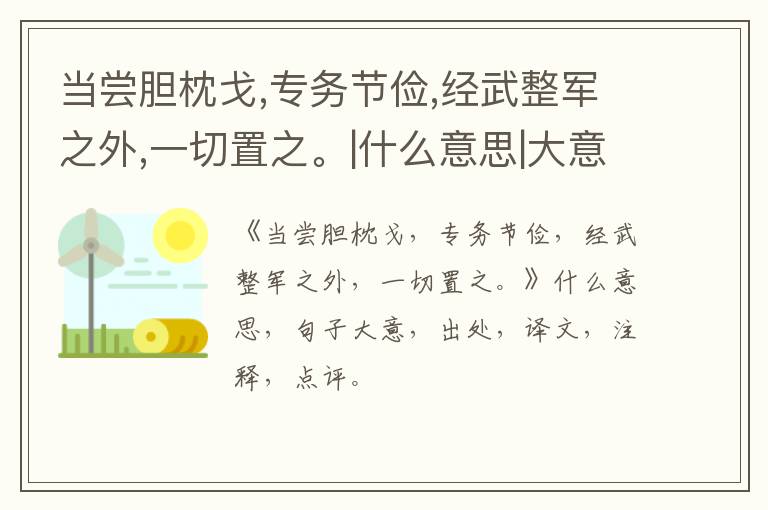  当尝胆枕戈,专务节俭,经武整军之外,一切置之。|什么意思|大意|注释|出处|译文