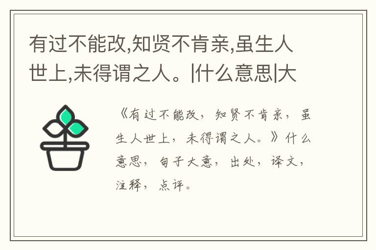  有过不能改,知贤不肯亲,虽生人世上,未得谓之人。|什么意思|大意|注释|出处|译文