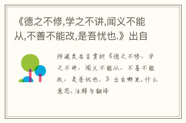  《德之不修,学之不讲,闻义不能从,不善不能改,是吾忧也.》出自哪里,什么意思,注释,句意