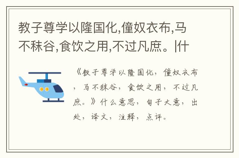  教子尊学以隆国化,僮奴衣布,马不秣谷,食饮之用,不过凡庶。|什么意思|大意|注释|出处|译文