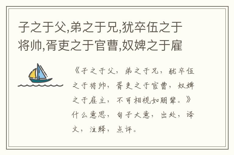  子之于父,弟之于兄,犹卒伍之于将帅,胥吏之于官曹,奴婢之于雇主,不可相视如朋辈。|什么