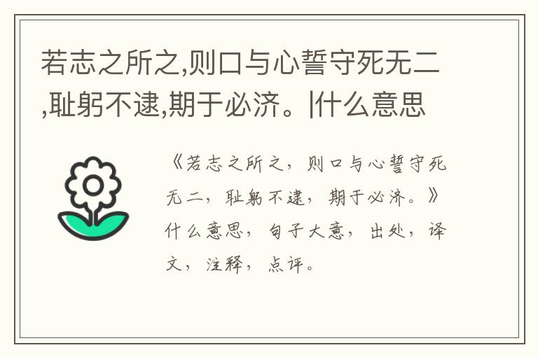  若志之所之,则口与心誓守死无二,耻躬不逮,期于必济。|什么意思|大意|注释|出处|译文