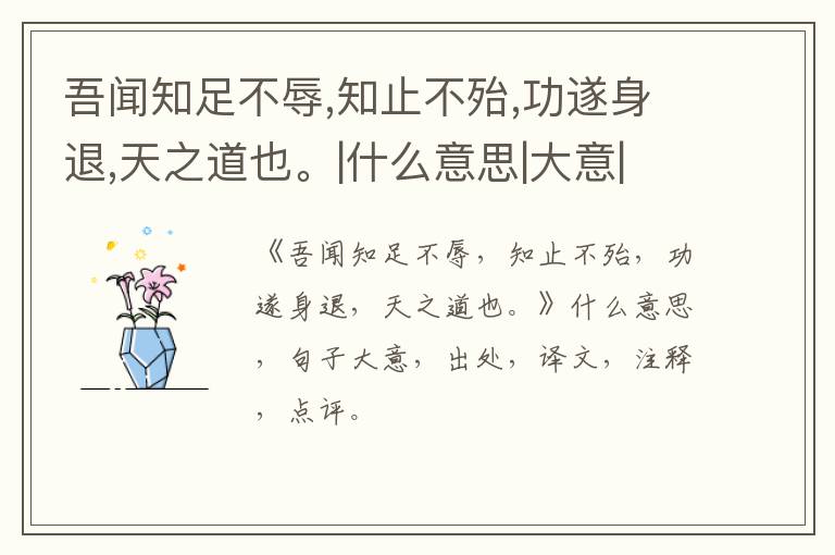  吾闻知足不辱,知止不殆,功遂身退,天之道也。|什么意思|大意|注释|出处|译文