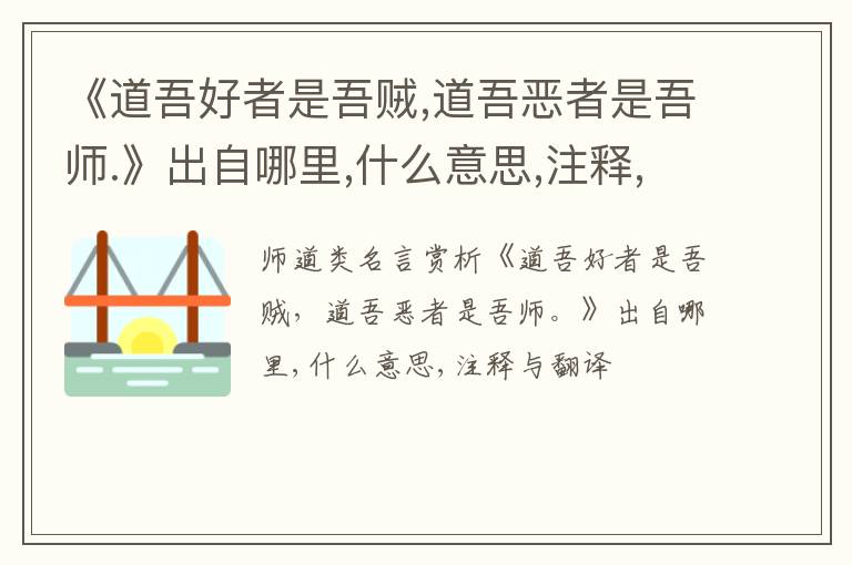  《道吾好者是吾贼,道吾恶者是吾师.》出自哪里,什么意思,注释,句意,翻译