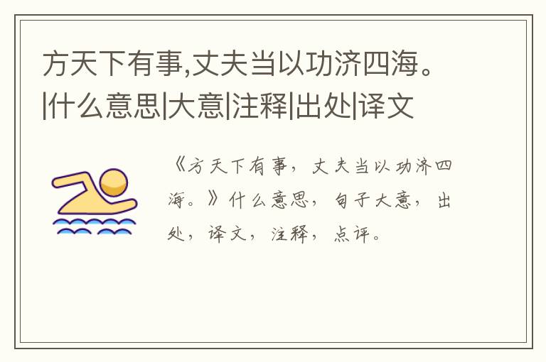  方天下有事,丈夫当以功济四海。|什么意思|大意|注释|出处|译文