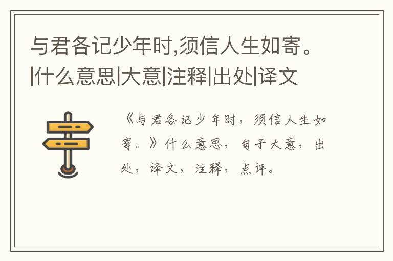  与君各记少年时,须信人生如寄。|什么意思|大意|注释|出处|译文