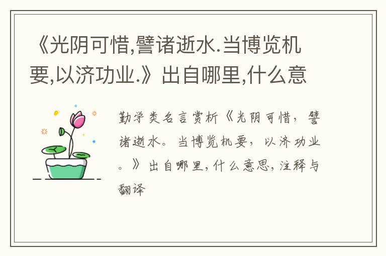  《光阴可惜,譬诸逝水.当博览机要,以济功业.》出自哪里,什么意思,注释,句意,翻译